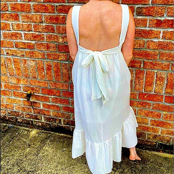 🆕🌿🤍ENTRO: White Linen  Summer Dress MEDIUM - Picture 10 of 10